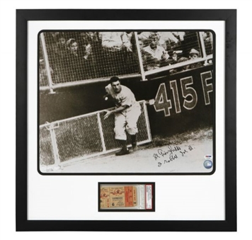 1947 World Series Game 6 Ticket Stub In Framed Display With Al Gionfriddo Famous Catch Signed Photo